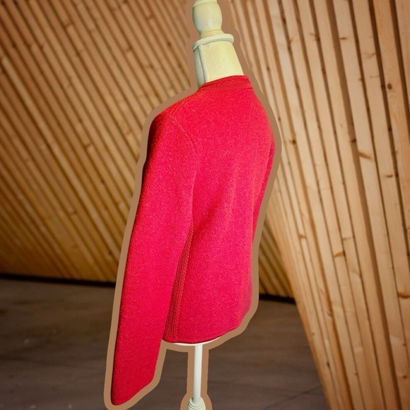 Geiger Made in Austria 100% Boiled Wool Braided Trim Lady Jacket in Cardinal Red - Picture 10 of 16